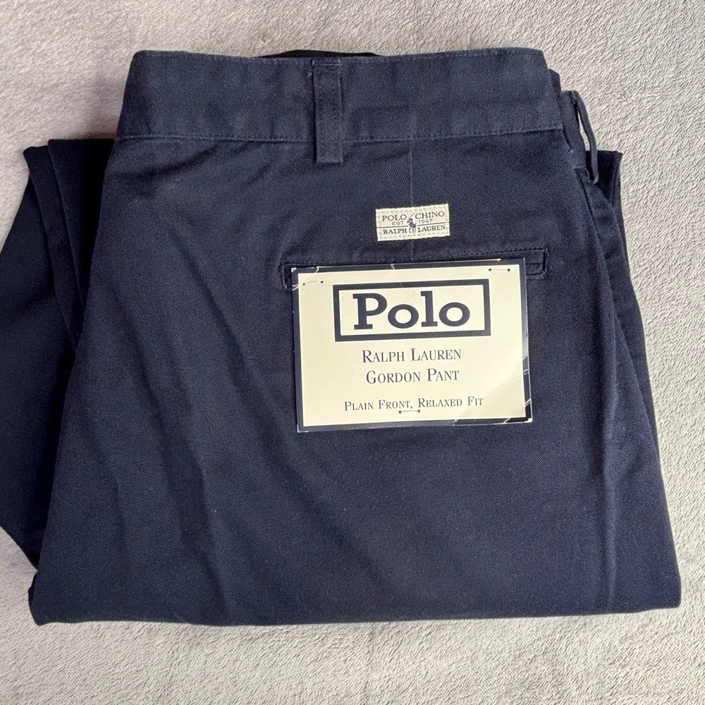Polo Ralph Lauren Gordon Pant Men 40x32 Navy Blue Relaxed Fit Plain Front Chino